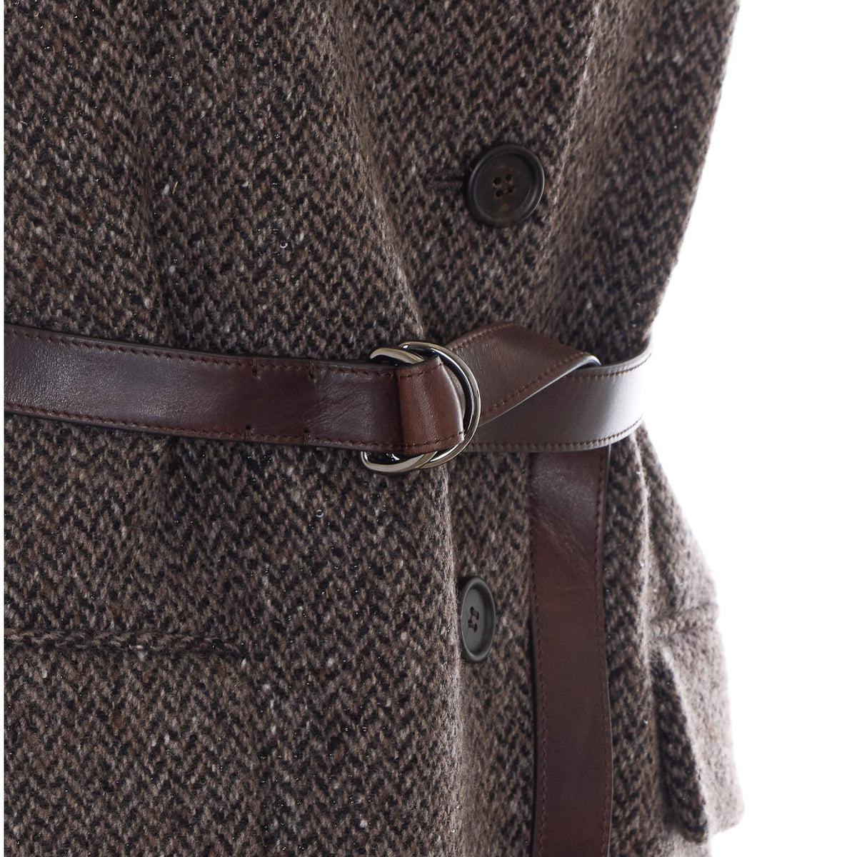 Brunello Cucinelli Wool Chevron Belted Vest in Brown - view 2