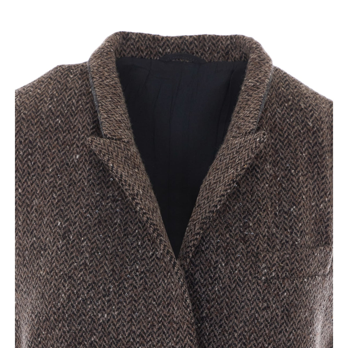 Brunello Cucinelli Wool Chevron Belted Vest in Brown - view 4