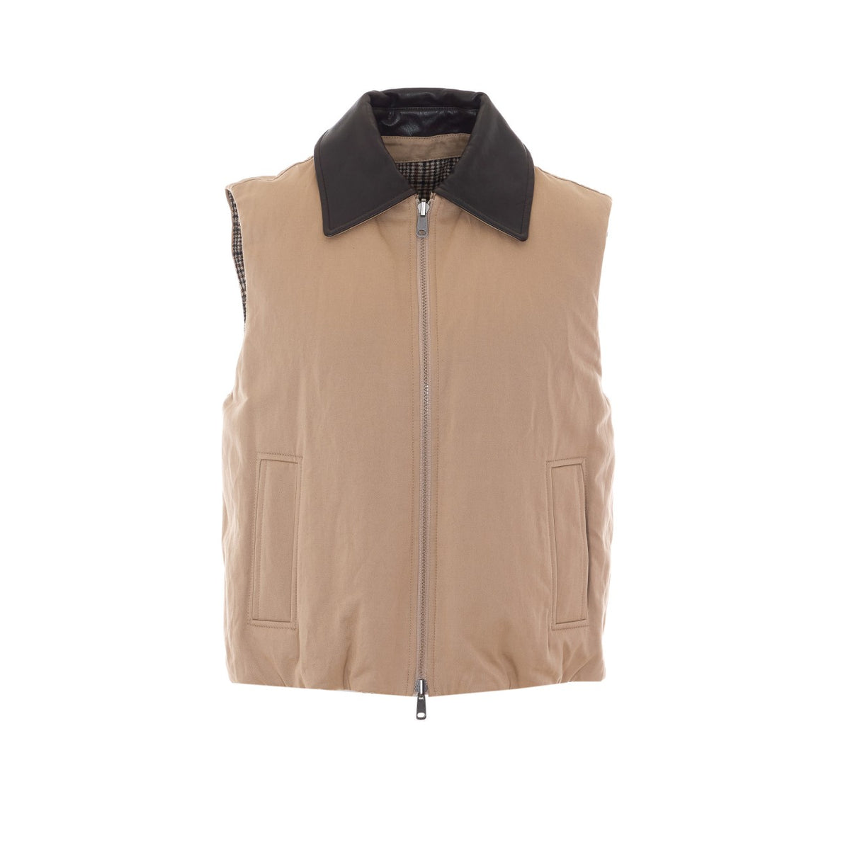 Brunello Cucinelli Reversible Padded Cotton Vest in Beige - view 1