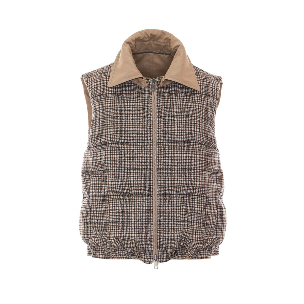 Brunello Cucinelli Reversible Padded Cotton Vest in Beige - view 2