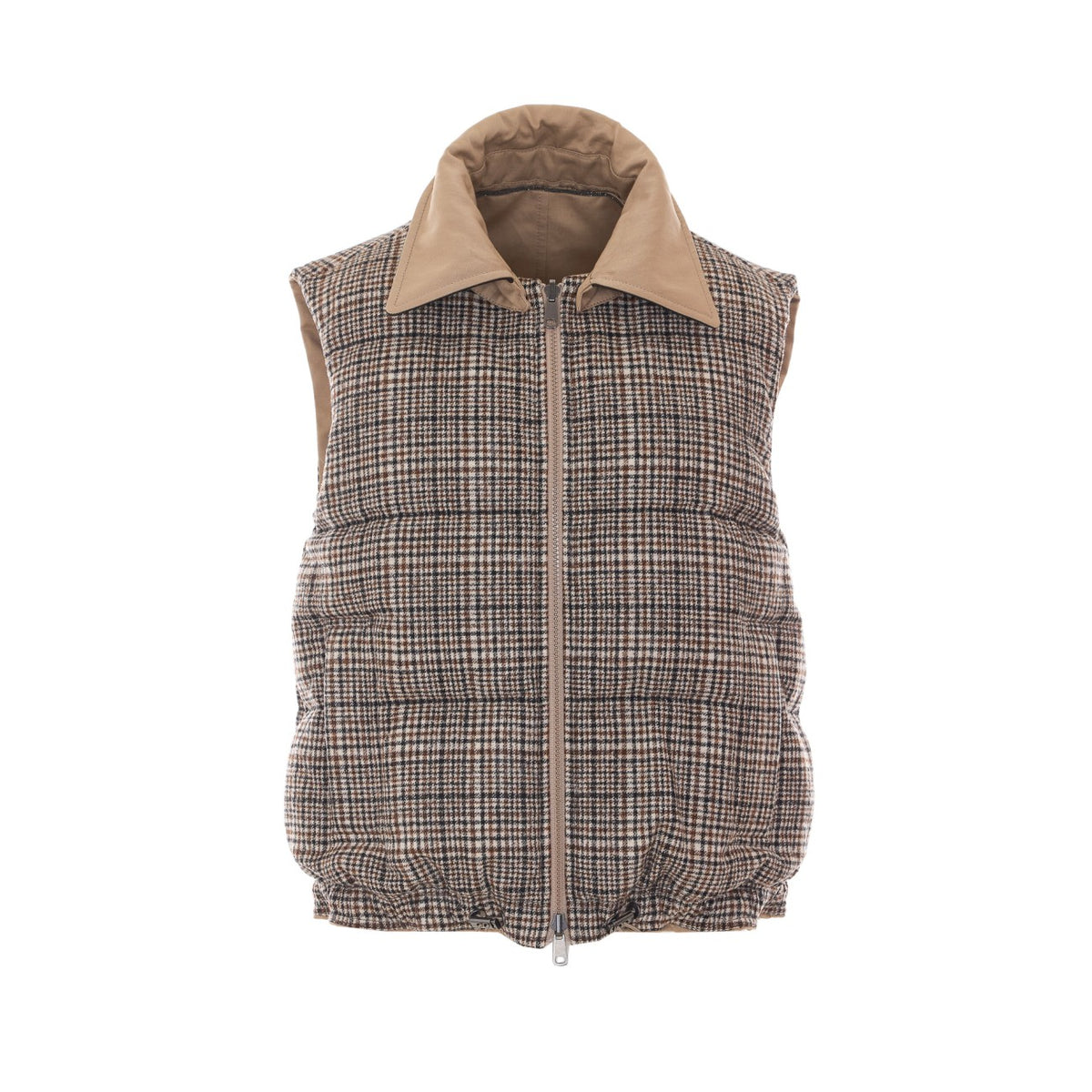 Brunello Cucinelli Reversible Padded Cotton Vest in Beige - view 2