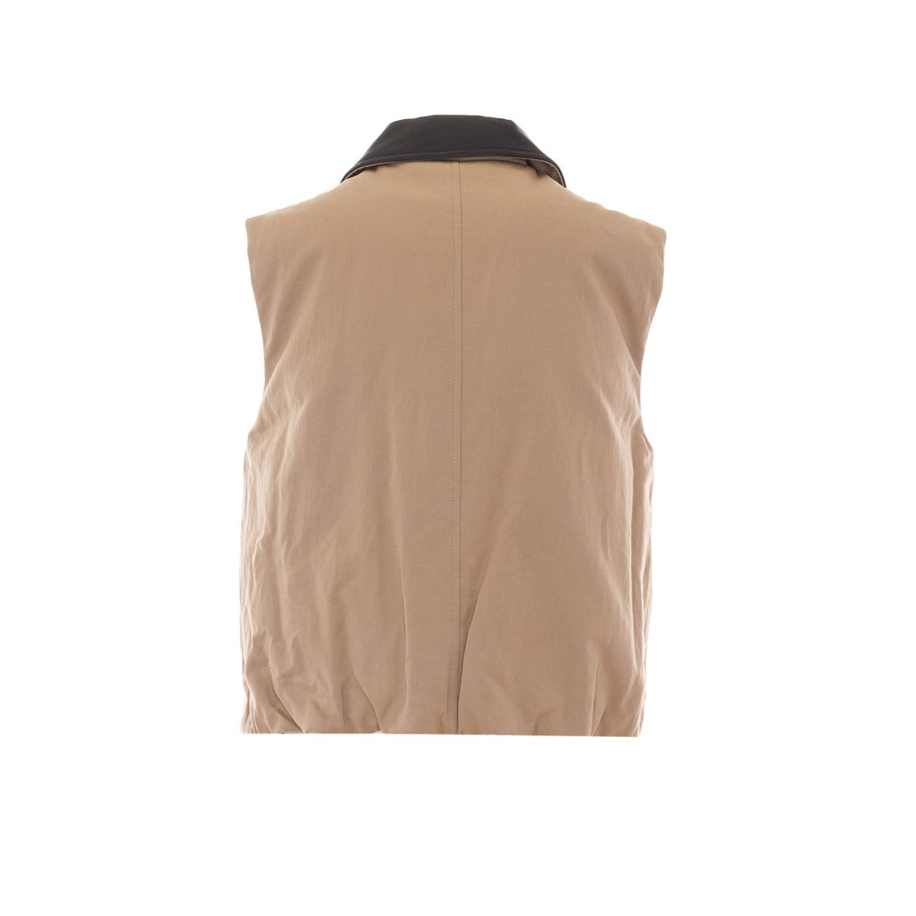 Brunello Cucinelli Reversible Padded Cotton Vest in Beige - view 3
