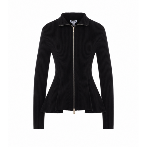 Alaia Peplum Wool Cardigan in Black - view 1