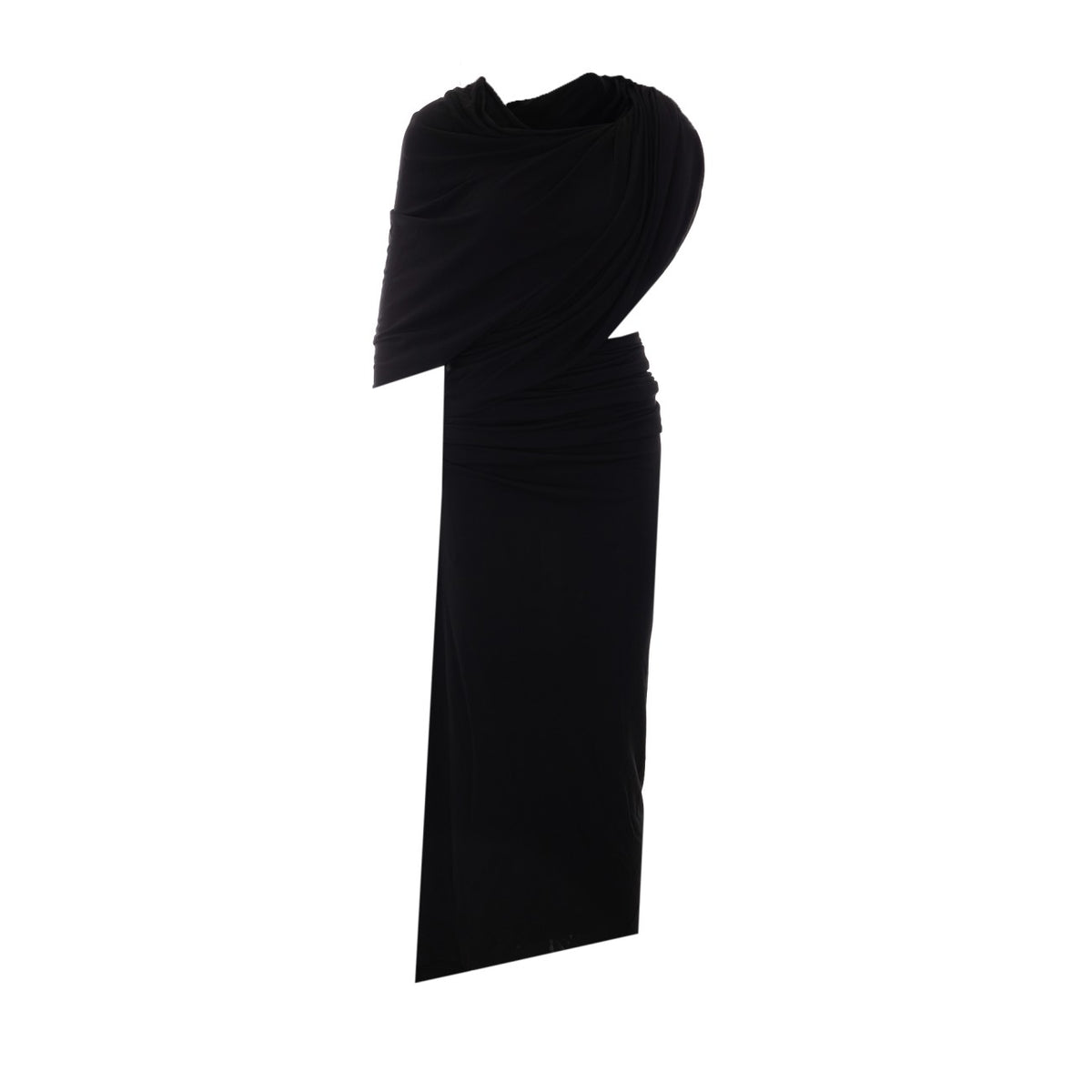 Balenciaga Asymmetrical Viscose Long Dress in Black - view 1
