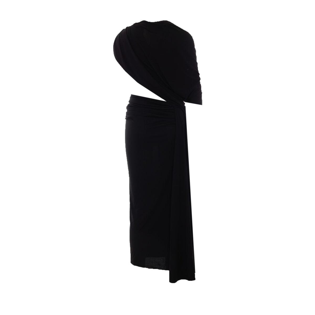 Balenciaga Asymmetrical Viscose Long Dress in Black - view 2