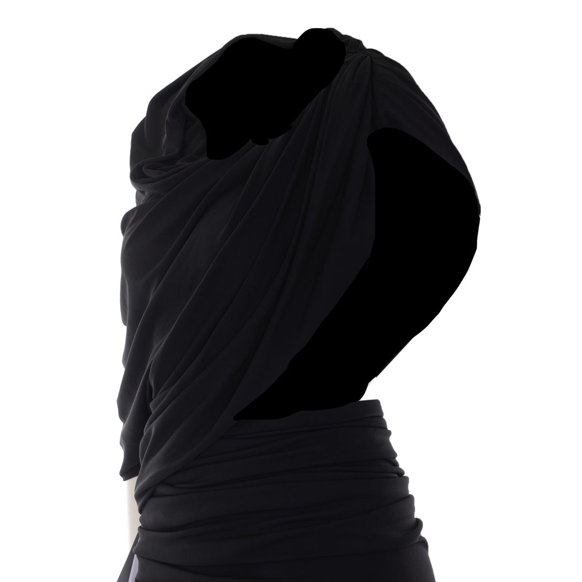 Balenciaga Asymmetrical Viscose Long Dress in Black - view 3