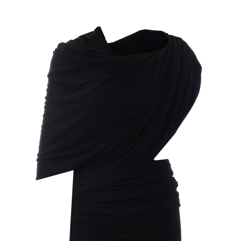 Balenciaga Asymmetrical Viscose Long Dress in Black - view 4