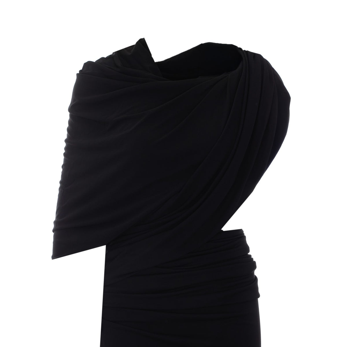 Balenciaga Asymmetrical Viscose Long Dress in Black - view 4