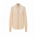 Fendi Women's Silk Georgette Lace Shirt in Beige - view 1