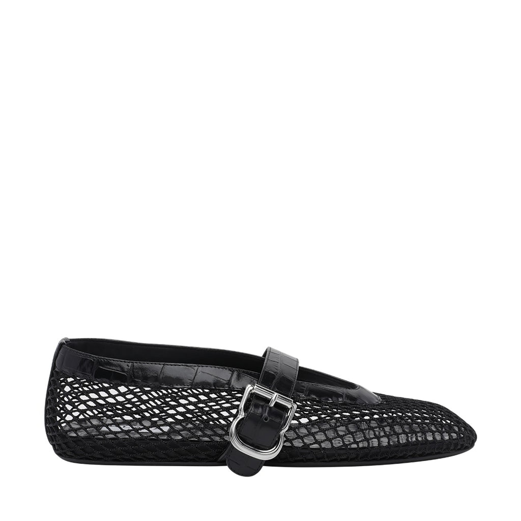 Alaia Women's Mesh Leather Ballet Flats in Black - view 1