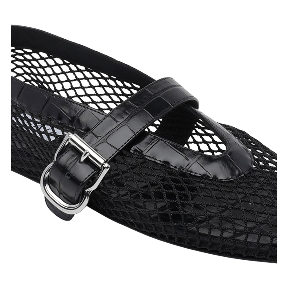 Alaia Women's Mesh Leather Ballet Flats in Black - view 2