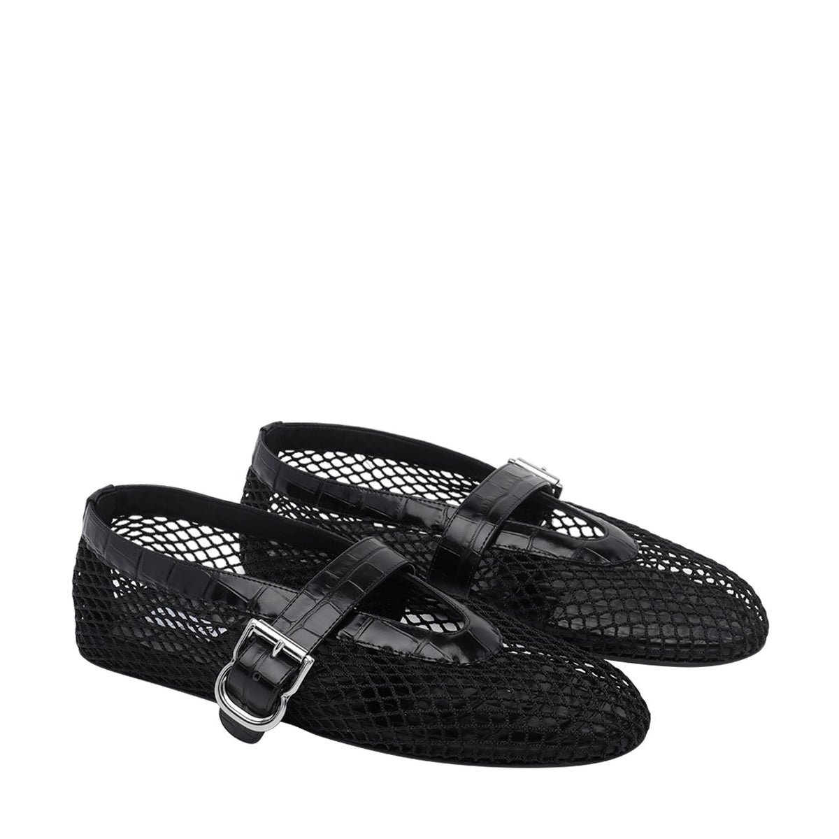 Alaia Women's Mesh Leather Ballet Flats in Black - view 3