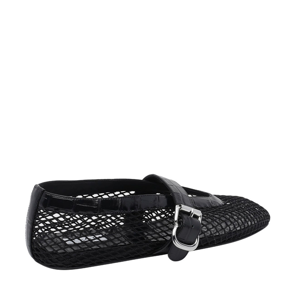 Alaia Women's Mesh Leather Ballet Flats in Black - view 4