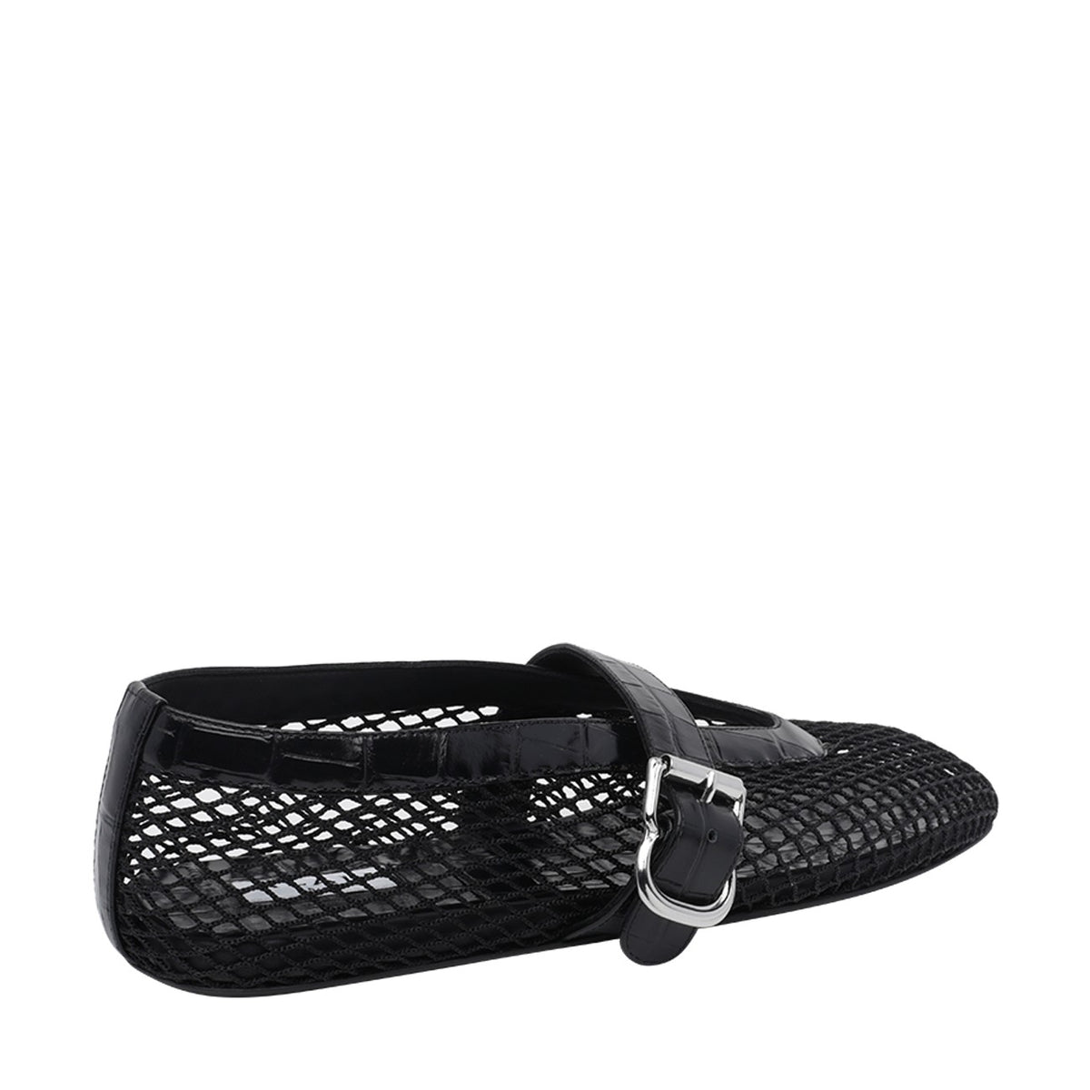 Alaia Women's Mesh Leather Ballet Flats in Black - view 4