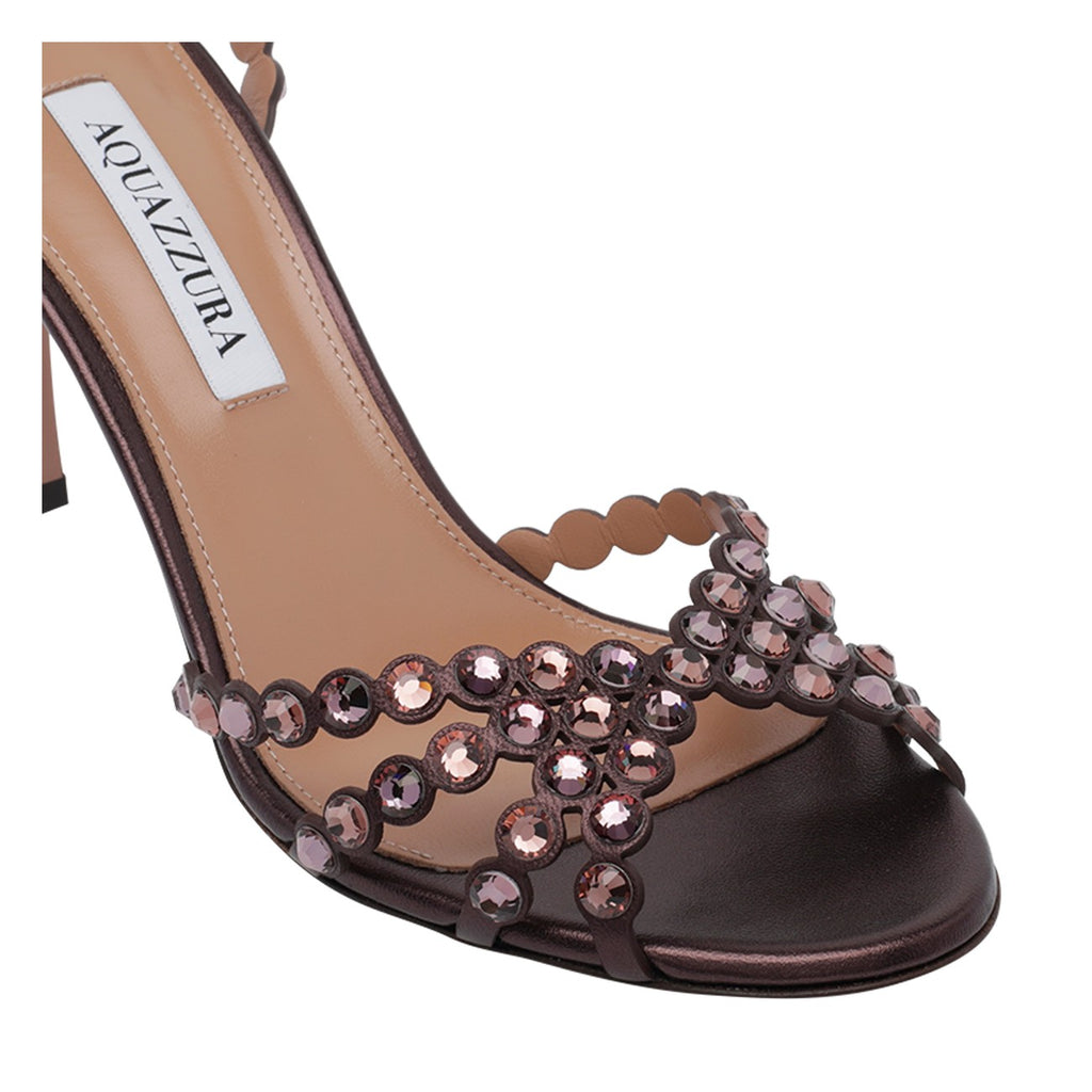 Aquazzura Women's Tequila Leather Pump Sandals in Purple - view 2