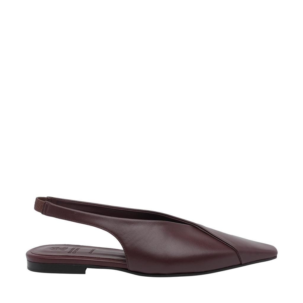 Brunello Cucinelli Women's Leather Slingback in Burgundy - view 1