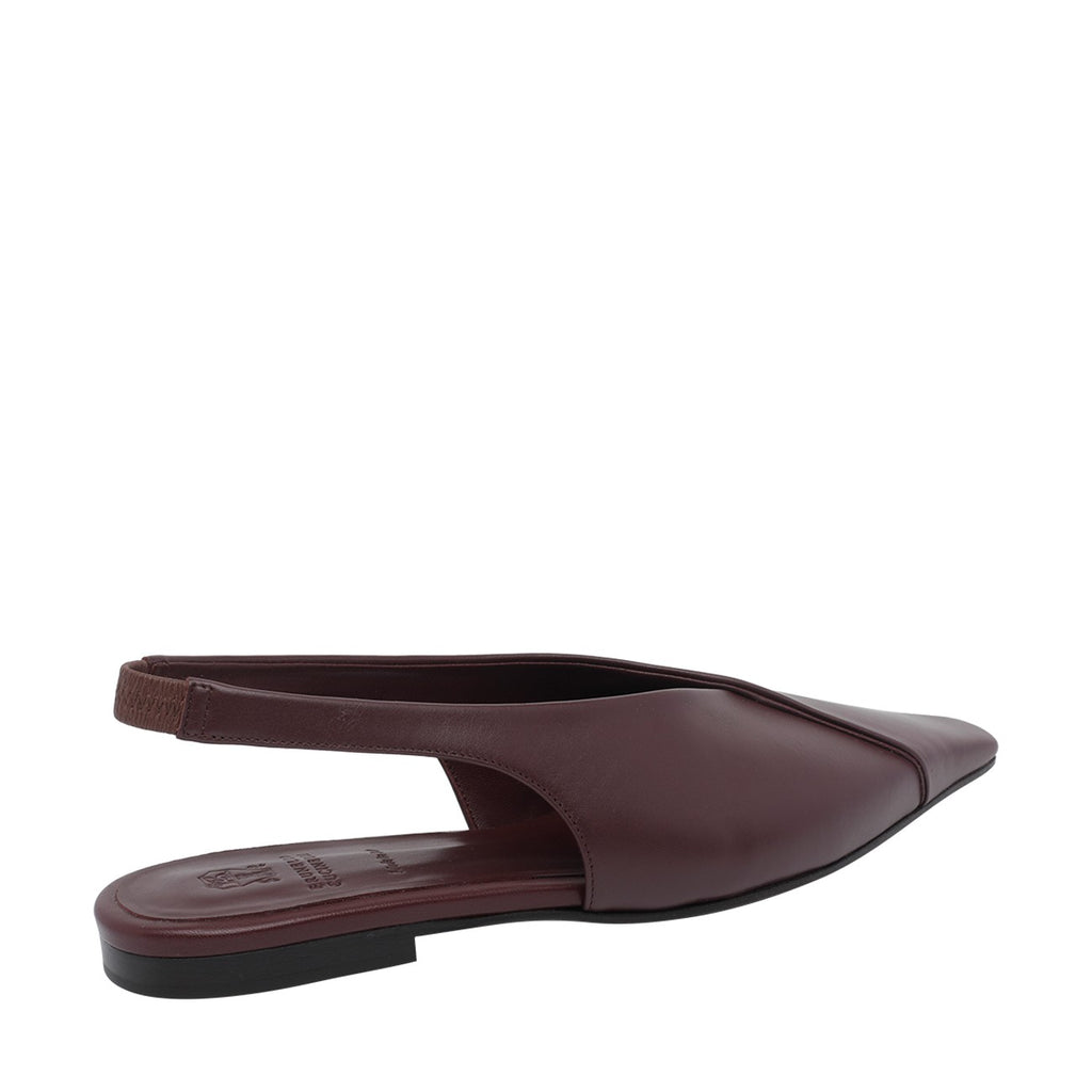 Brunello Cucinelli Women's Leather Slingback in Burgundy - view 4