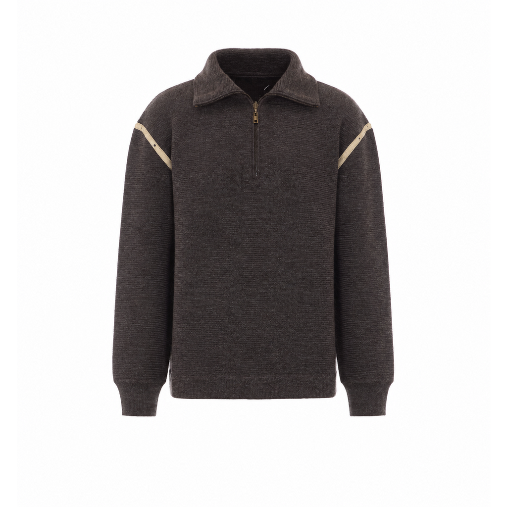 Maison Margiela Men's Wool Half-Zip Sweater in Brown - view 1