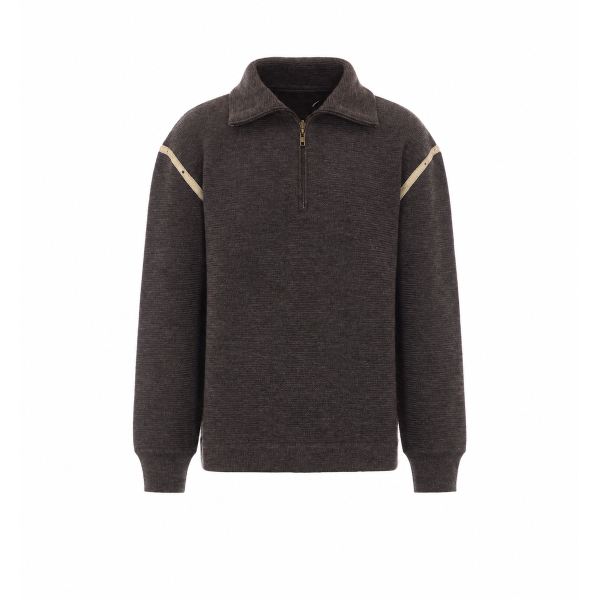 Maison Margiela Men's Wool Half-Zip Sweater in Brown - view 1