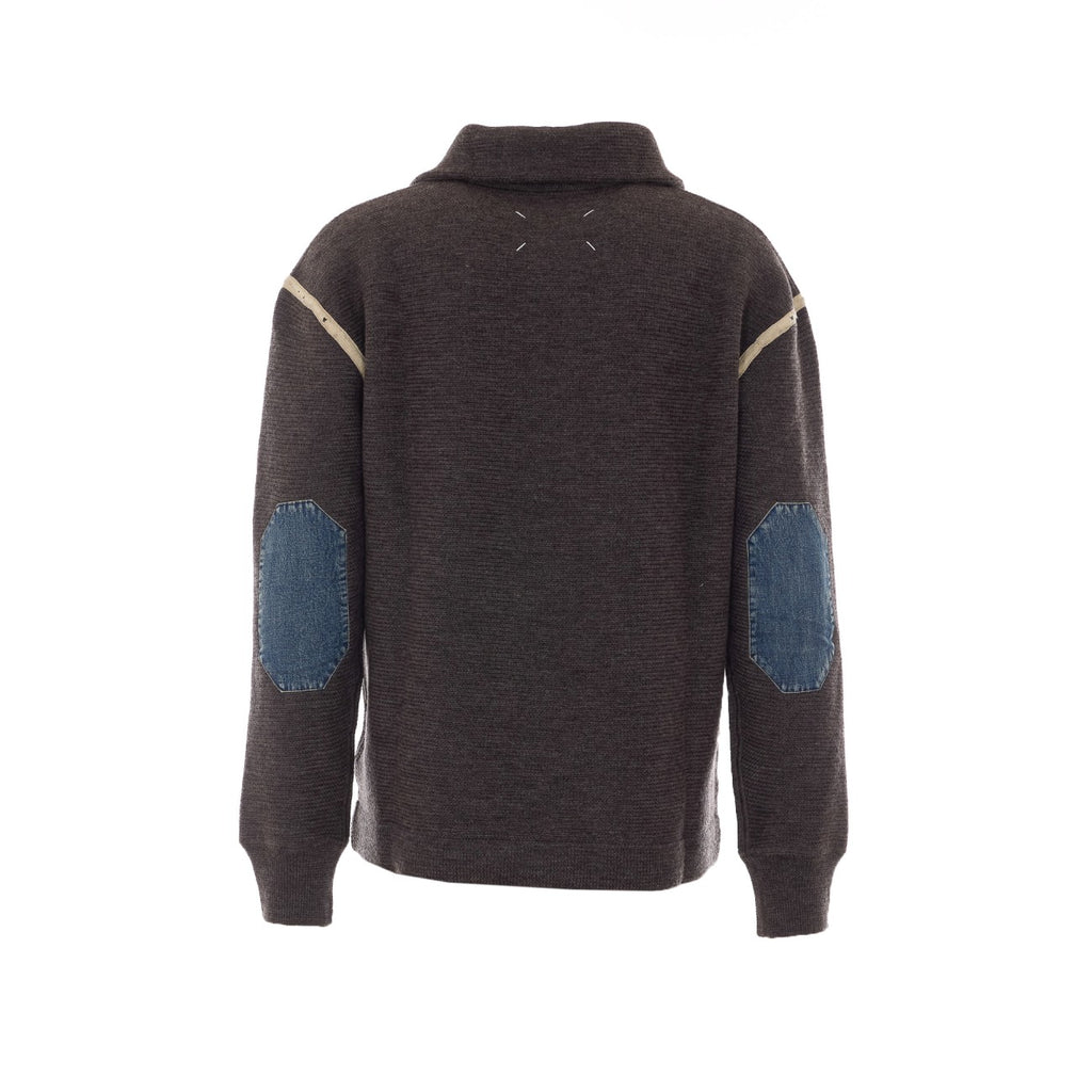 Maison Margiela Men's Wool Half-Zip Sweater in Brown - view 2