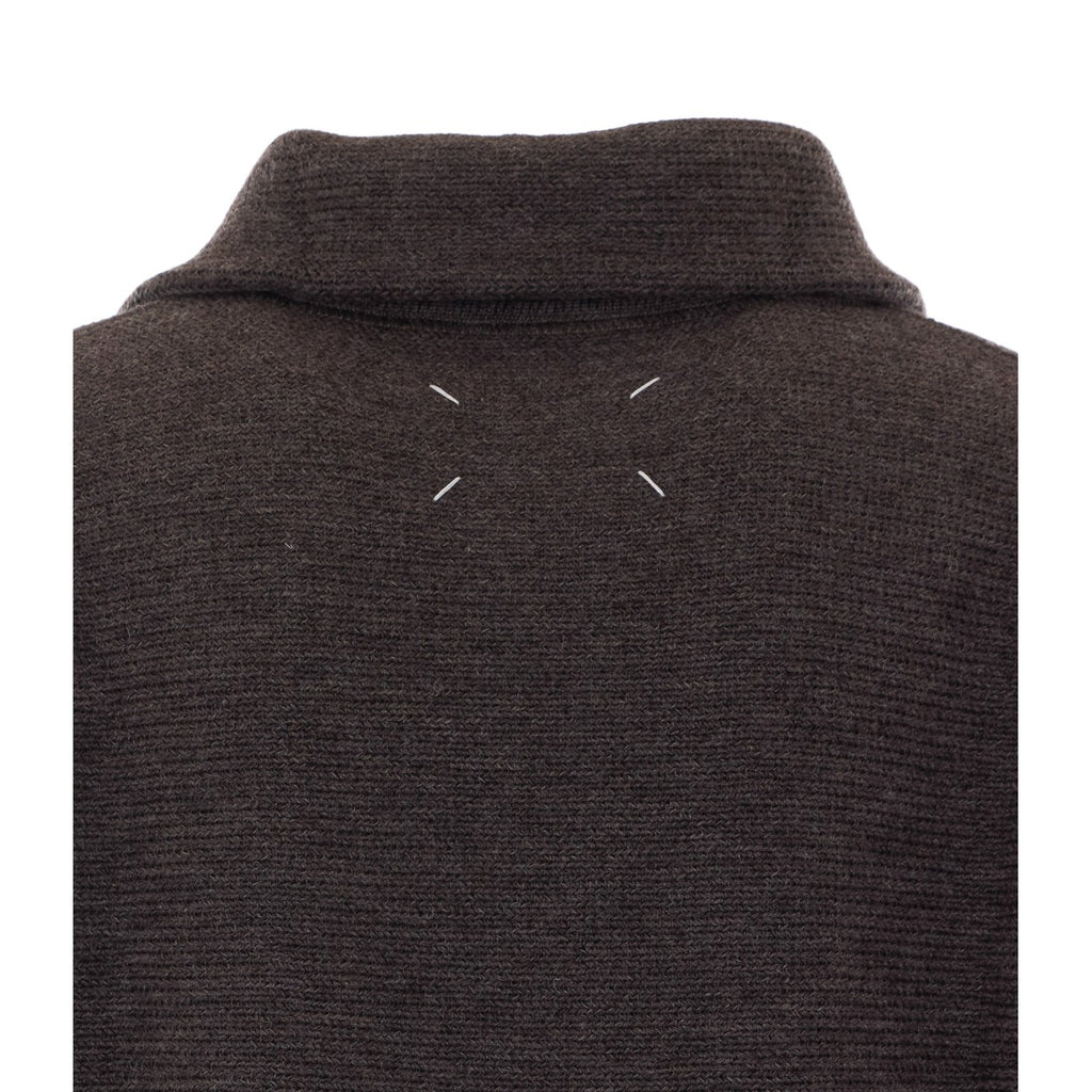 Maison Margiela Men's Wool Half-Zip Sweater in Brown - view 3