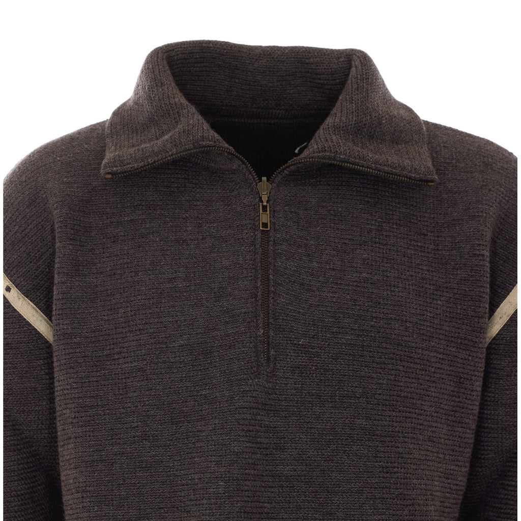 Maison Margiela Men's Wool Half-Zip Sweater in Brown - view 5
