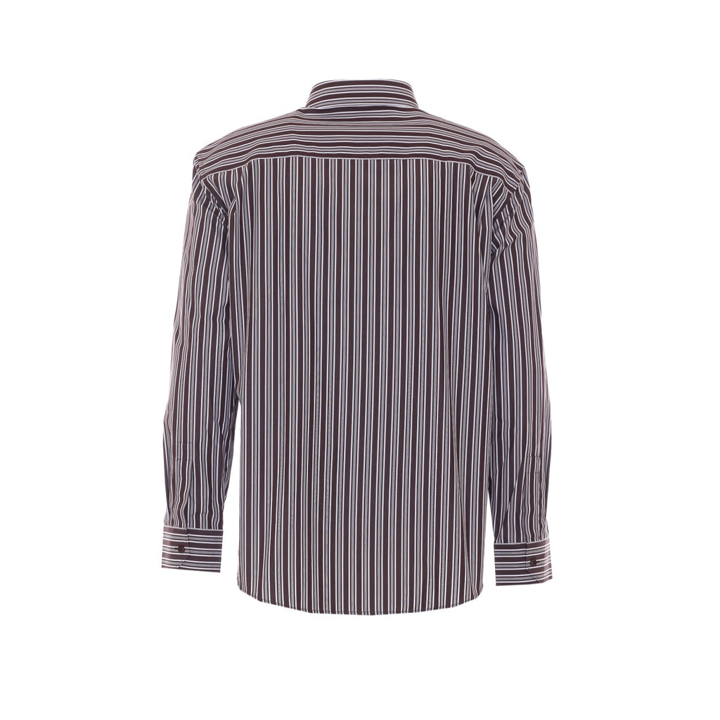 Saint Laurent Men's Striped Cotton Poplin Shirt in Brown - view 2