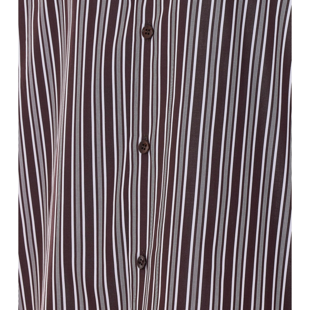 Saint Laurent Men's Striped Cotton Poplin Shirt in Brown - view 3