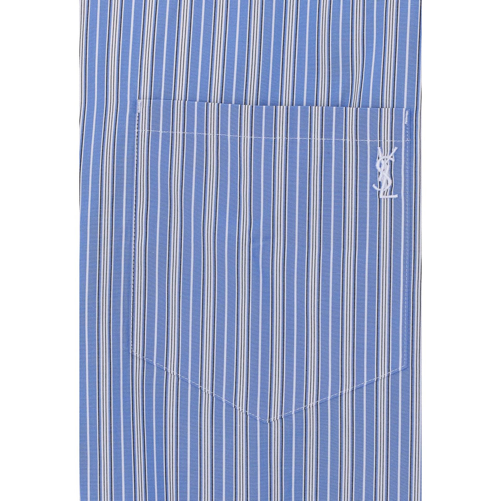 Saint Laurent Men's Cassandre Cotton Shirt in Light Blue - view 2