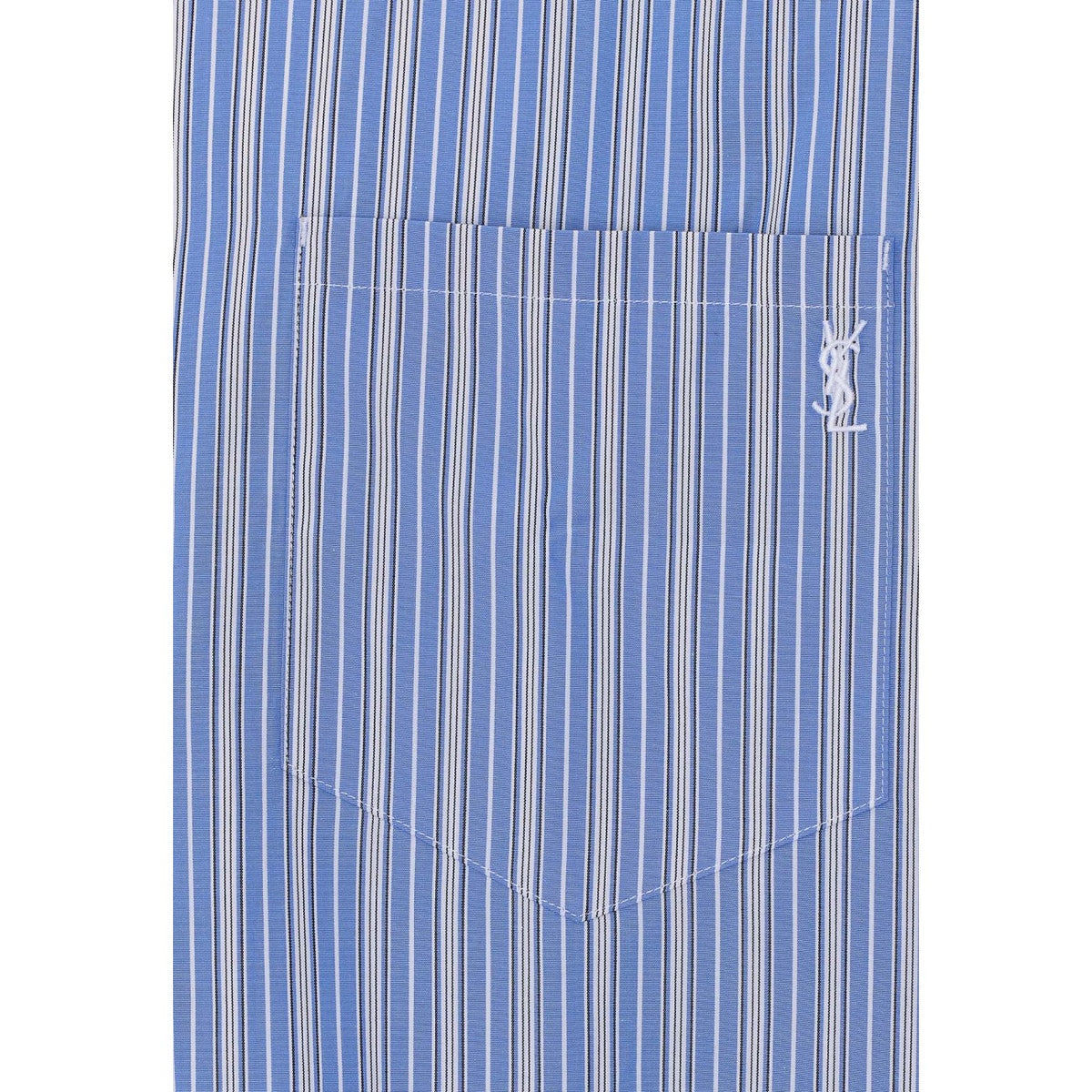 Saint Laurent Men's Cassandre Cotton Shirt in Light Blue - view 2
