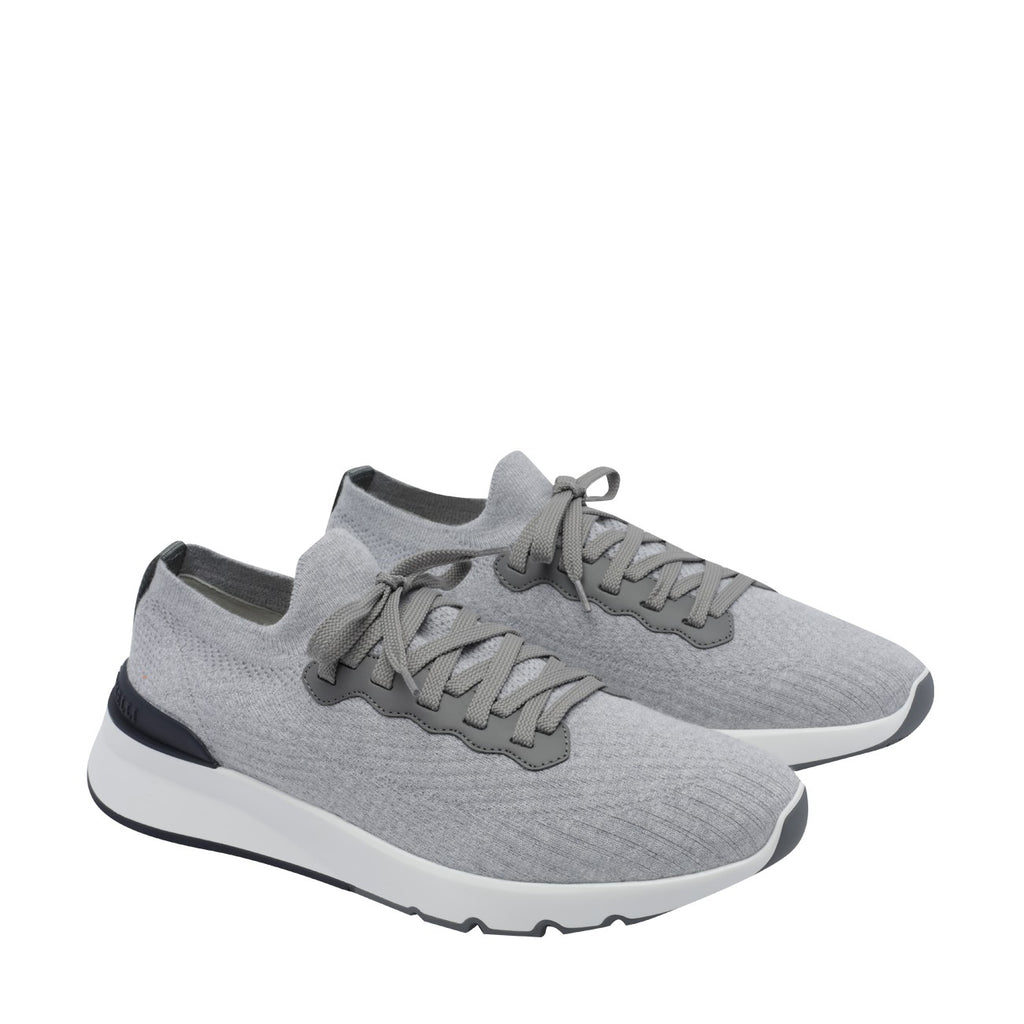 Brunello Cucinelli Men's Knit Runner Sneakers in Grey - view 3