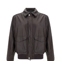 Brunello Cucinelli Men's Leather Jacket in Brown