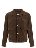 Brunello Cucinelli Men's Leather Jacket in Brown