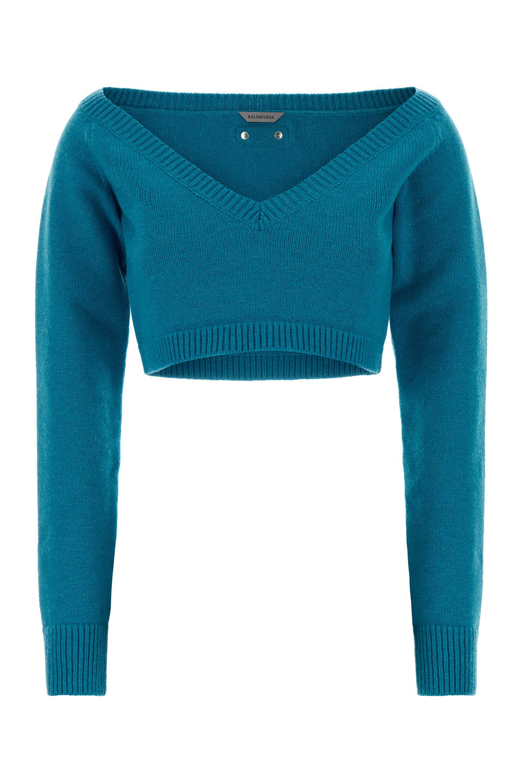 Balenciaga Women's Stretch Wool Blend Sweater in Turquoise