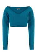 Balenciaga Women's Stretch Wool Blend Sweater in Turquoise