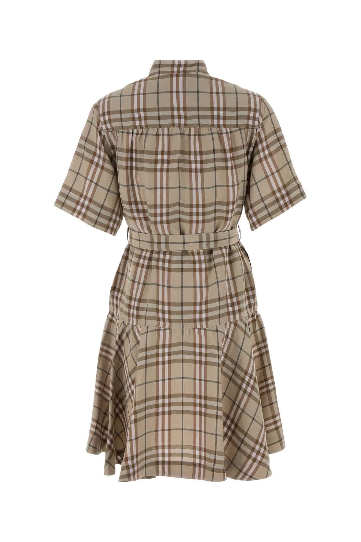 Burberry Women's Viscose Check Dress in Beige - view 2