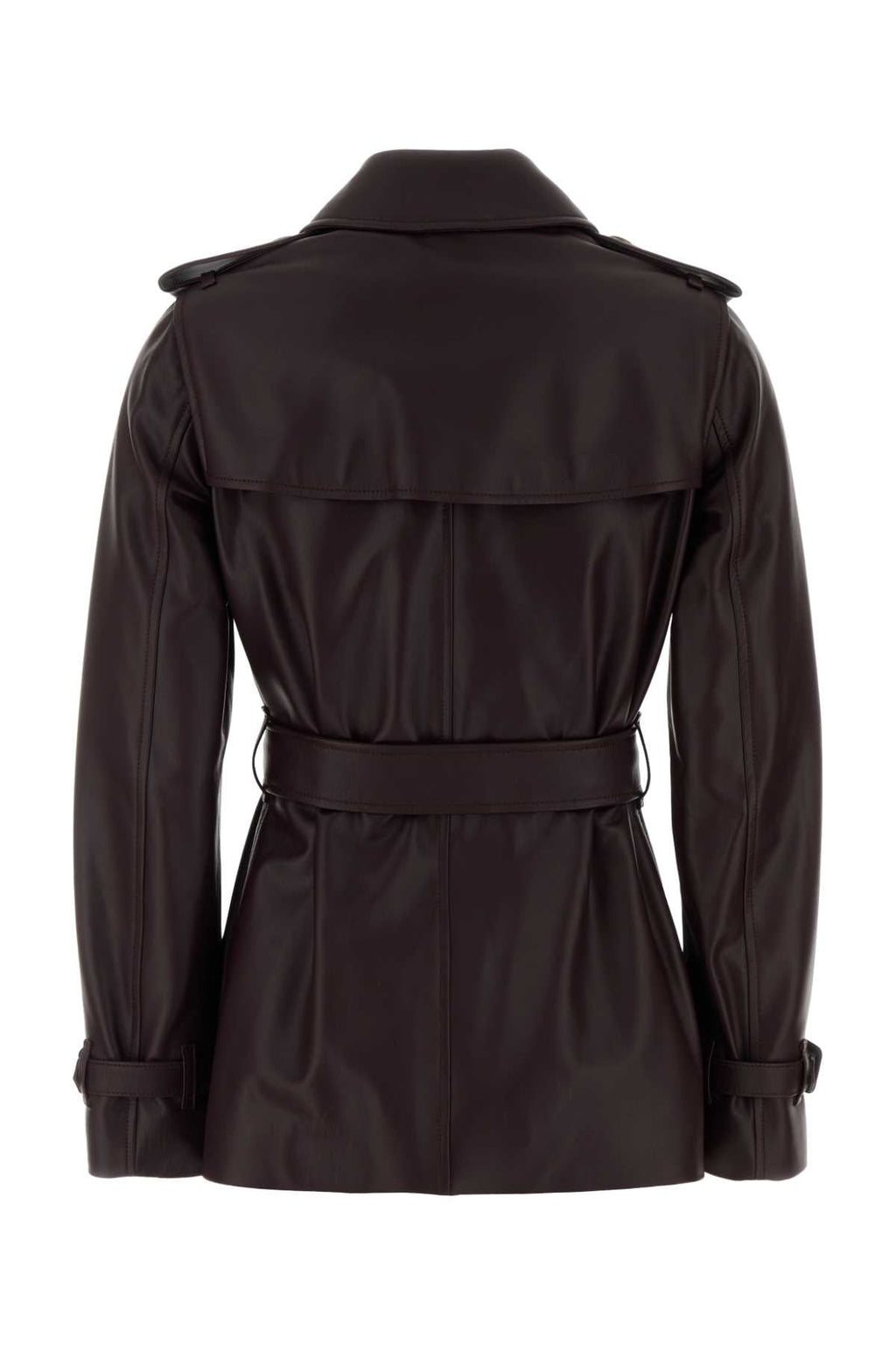 Burberry Women's Leather Trench Coat in Dark Brown - view 2