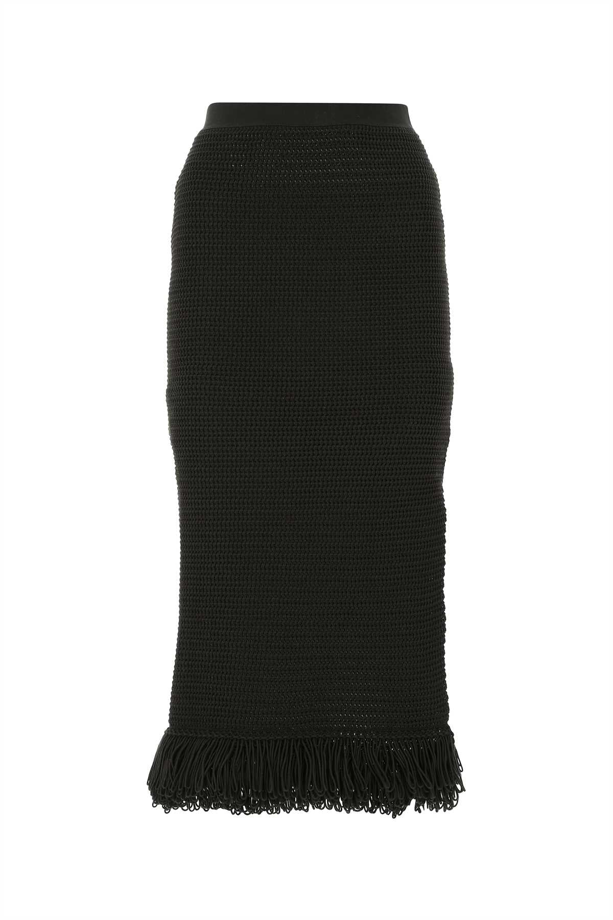 Bottega Veneta Women's Cotton Fringed Skirt in Black - view 1