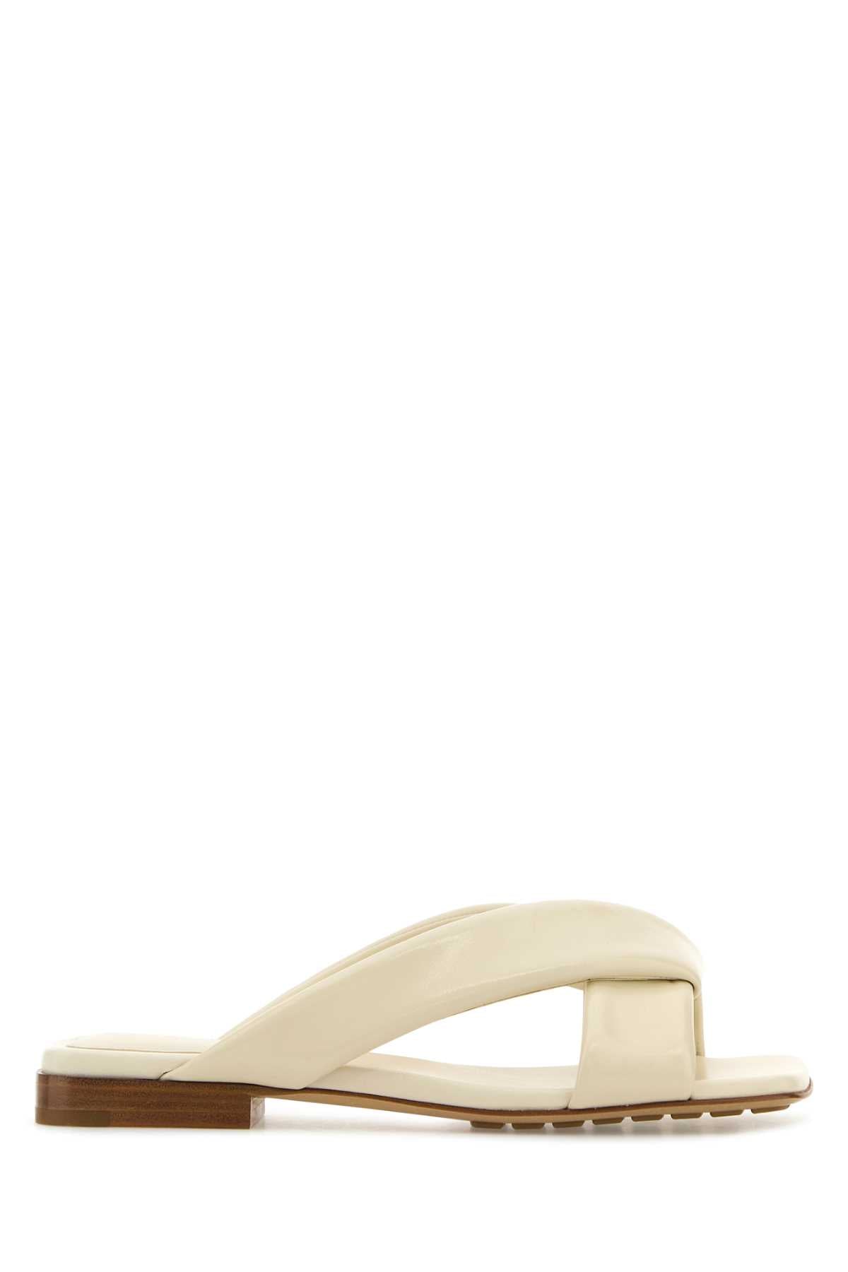 Bottega Veneta Women's Calfskin Riva Flat Sandals in Cream - view 1