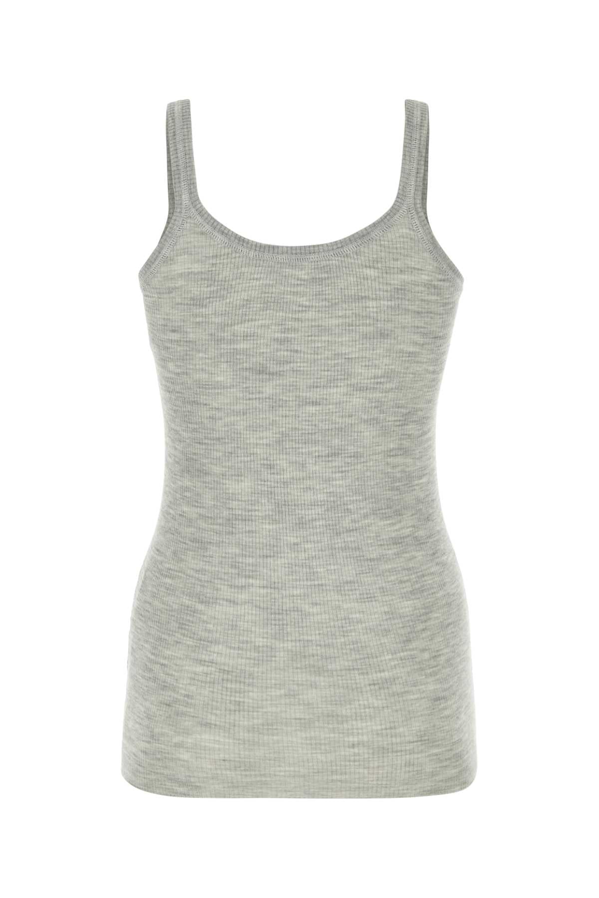 Bottega Veneta Women's Wool Rib Tank in Light Grey - view 2