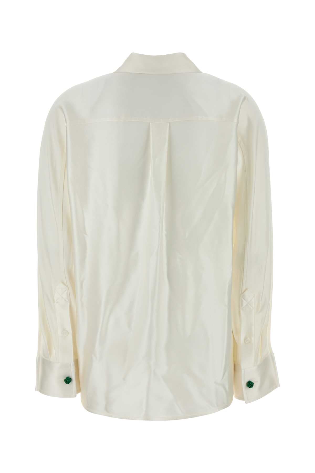 Bottega Veneta Women's Silk Button Shirt in Cream - view 2