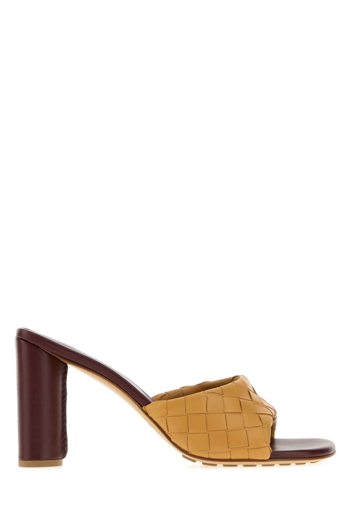 Bottega Veneta Women's Lambskin Mules in Beige/Burgundy - view 1