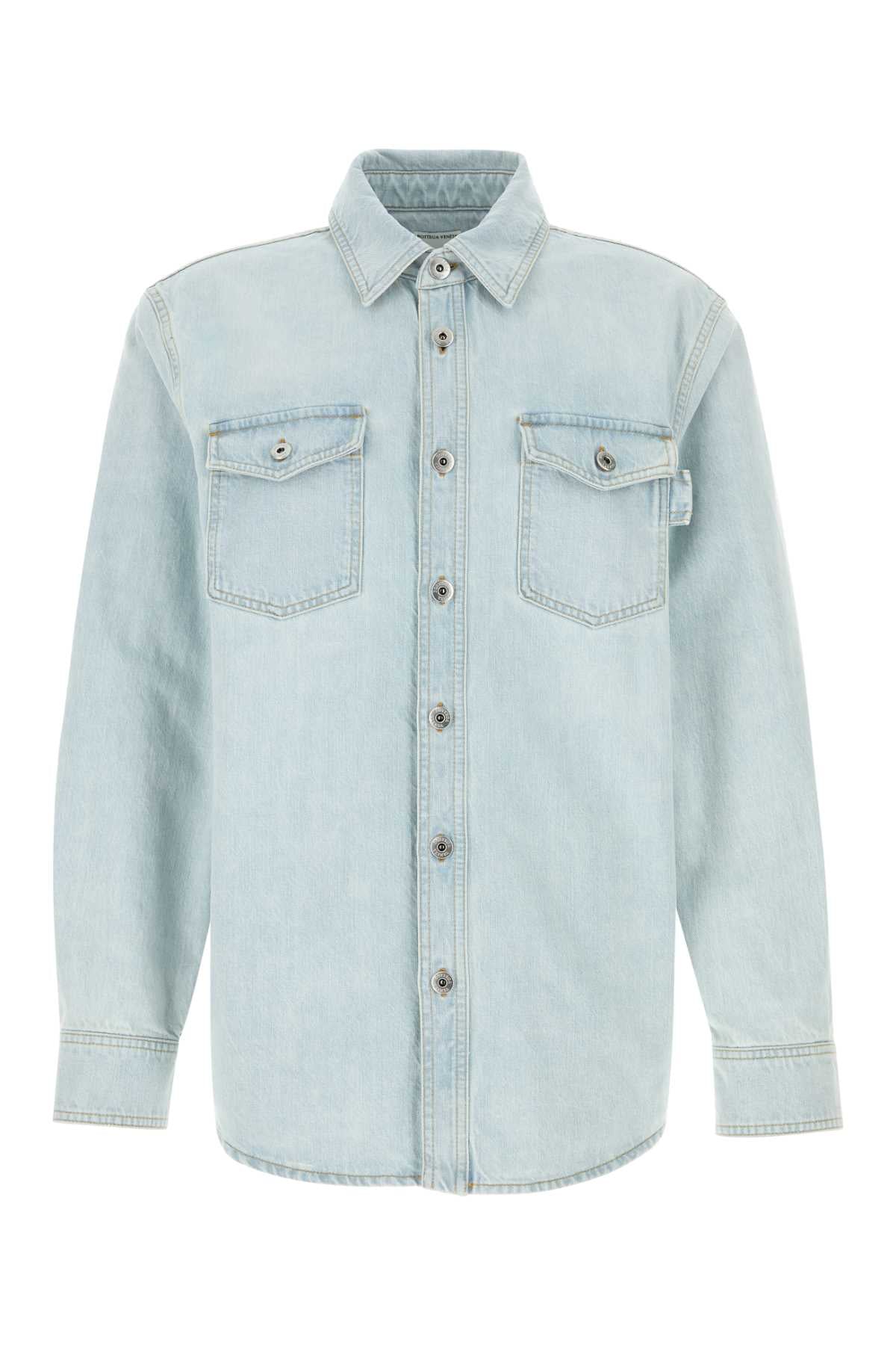 Bottega Veneta Men's Cotton Denim Shirt in Light Blue - view 1