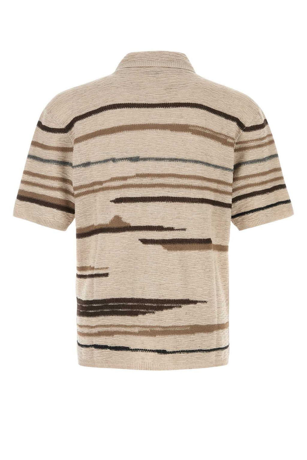 Bottega Veneta Men's Striped Knit Polo in Beige - view 2