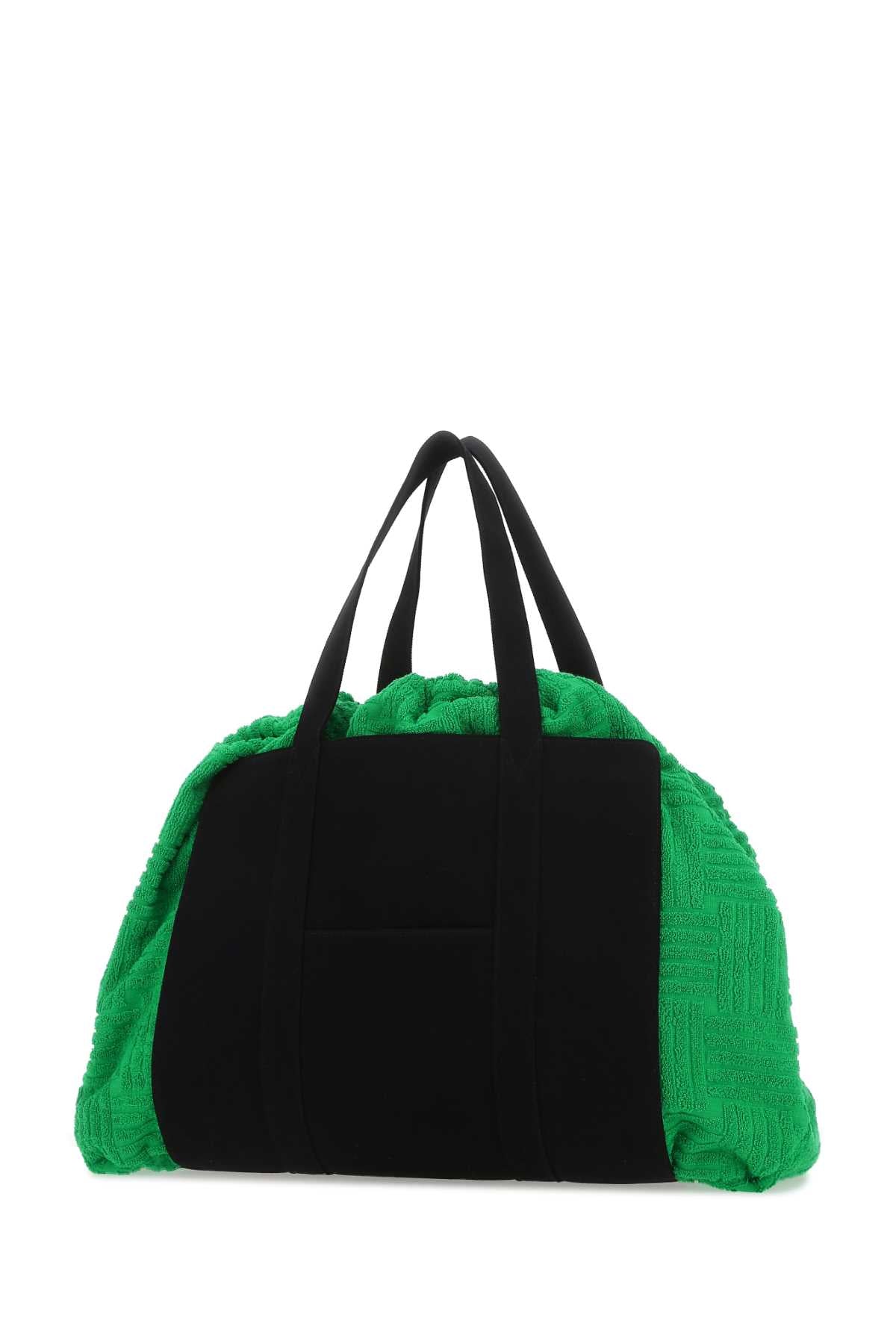 Bottega Veneta Men's Cotton Duffle Bag in Black/Green - view 2