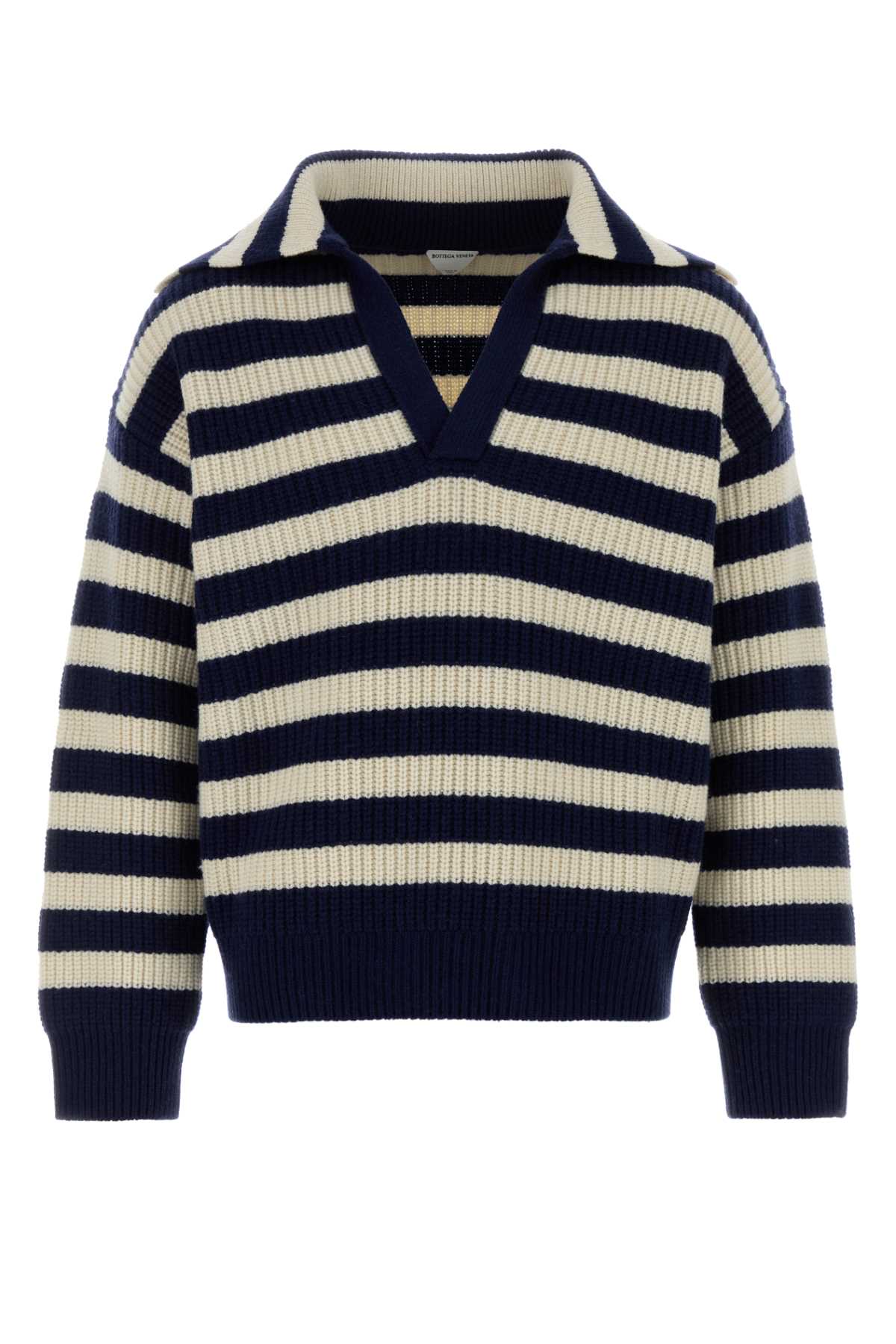 Bottega Veneta Men's Striped Cashmere Polo in Blue - view 1