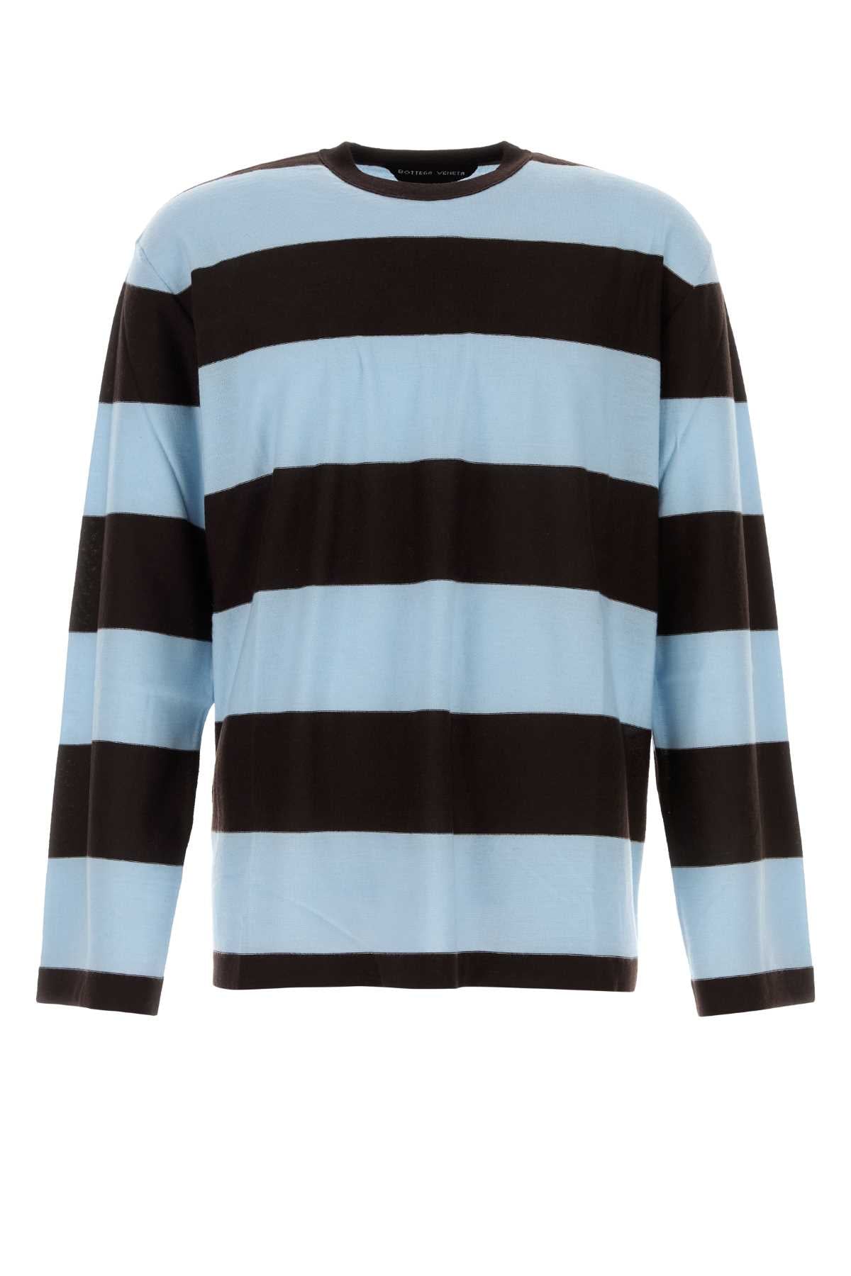 Bottega Veneta Men's Striped Knit Sweater in Light Blue - view 1