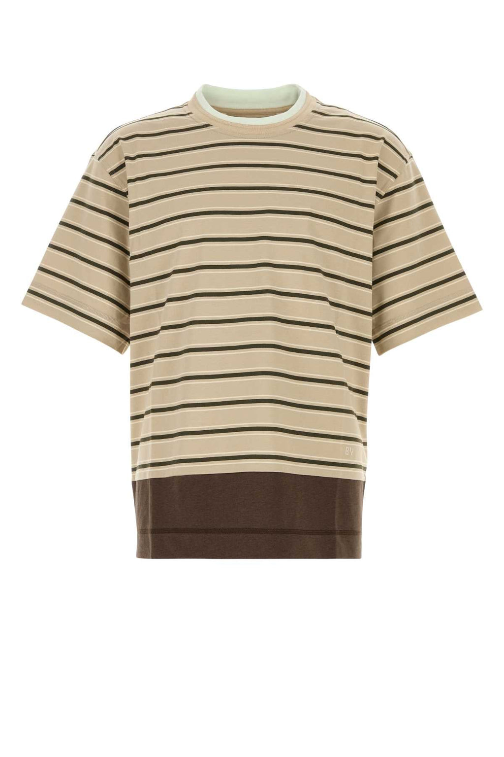 Bottega Veneta Men's Striped Cotton T-Shirt in Beige - view 1