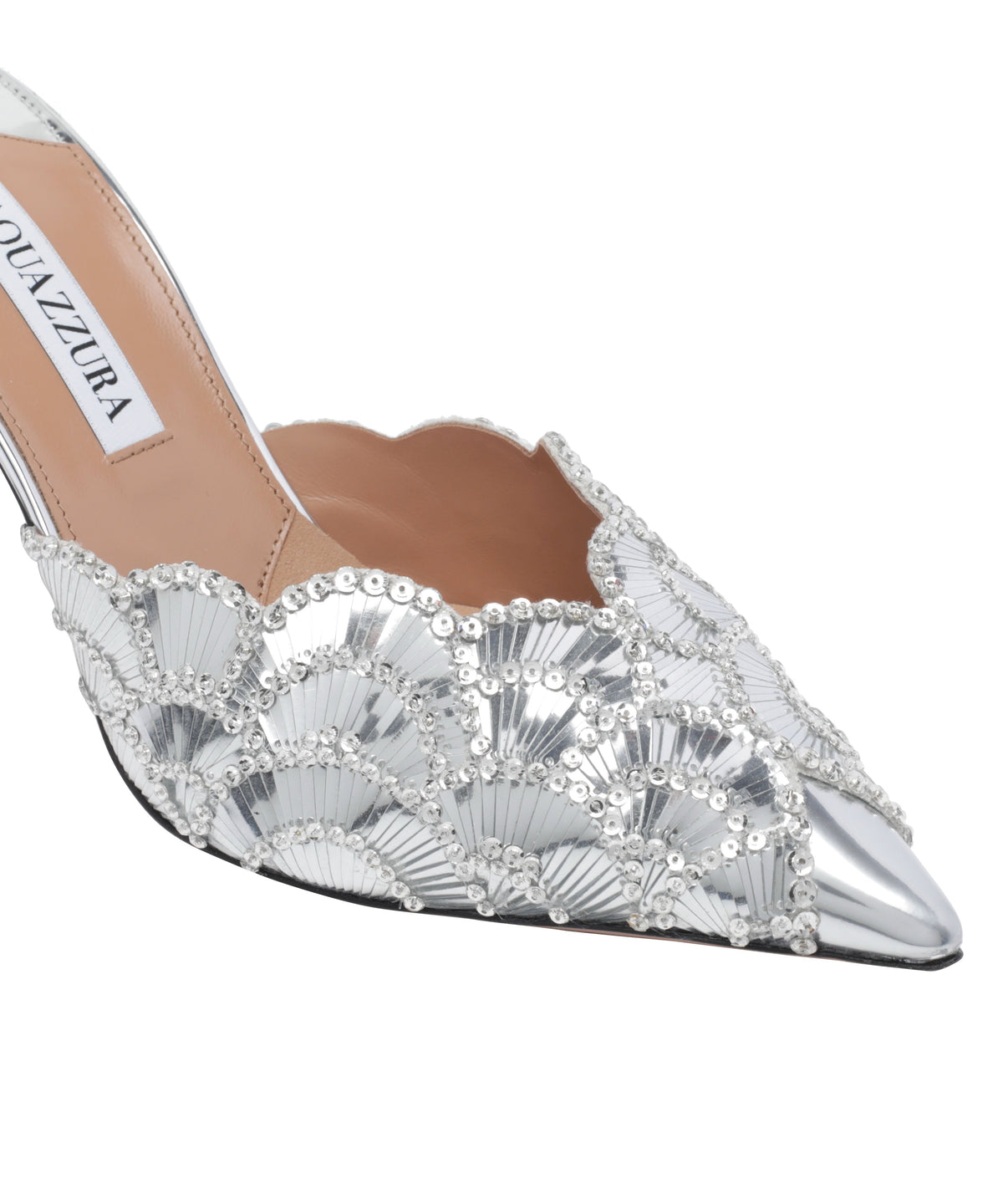 Aquazzura Women's Ce Soir Pump Mules in Silver Leather - view 2