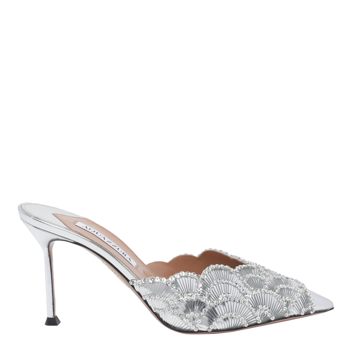 Aquazzura Women's Ce Soir Pump Mules in Silver Leather - view 1